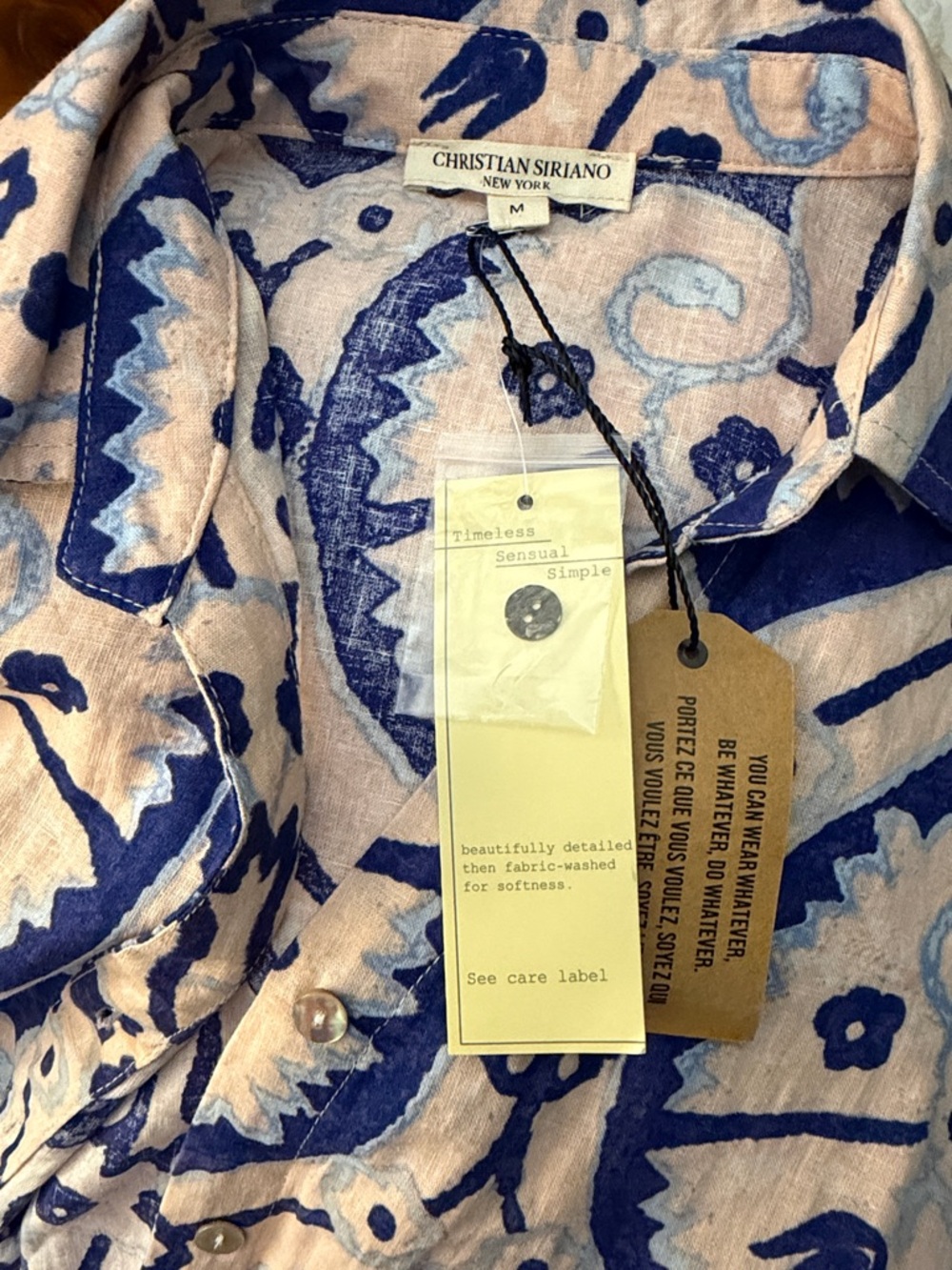 Kristen Sirrano linen blend floral tie front button-down blouse M - Picture 9 of 14